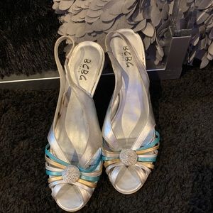 Authentic BCBG silver sandals